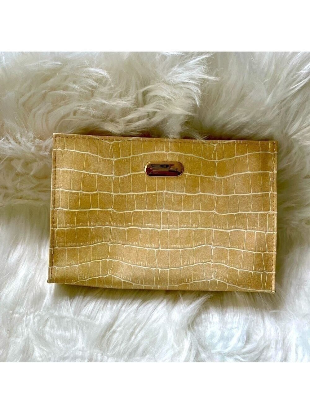 Vegan Faux Leather Makeup Cosmetic Bag Tan